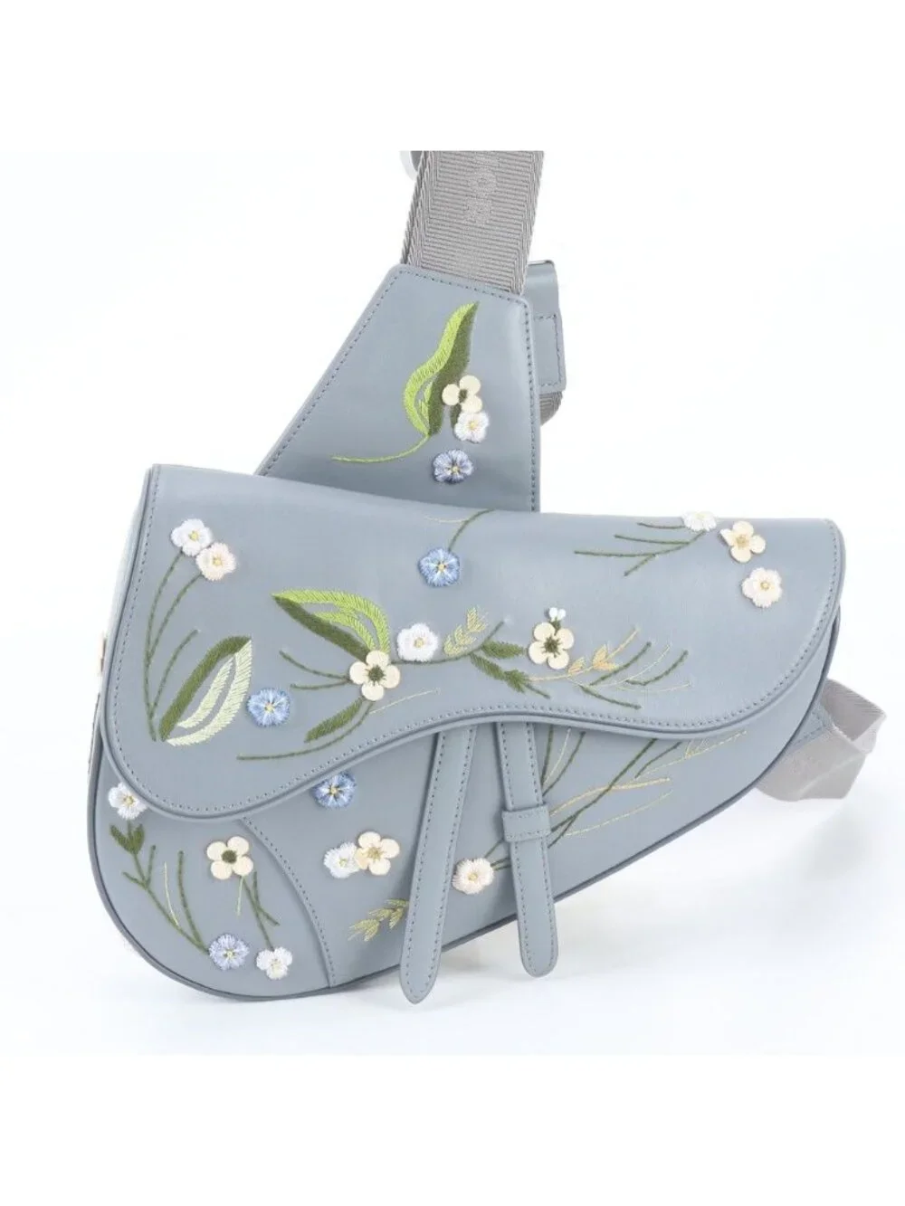 Dior Saddle Flower Embroidery Leather Shoulder Bag